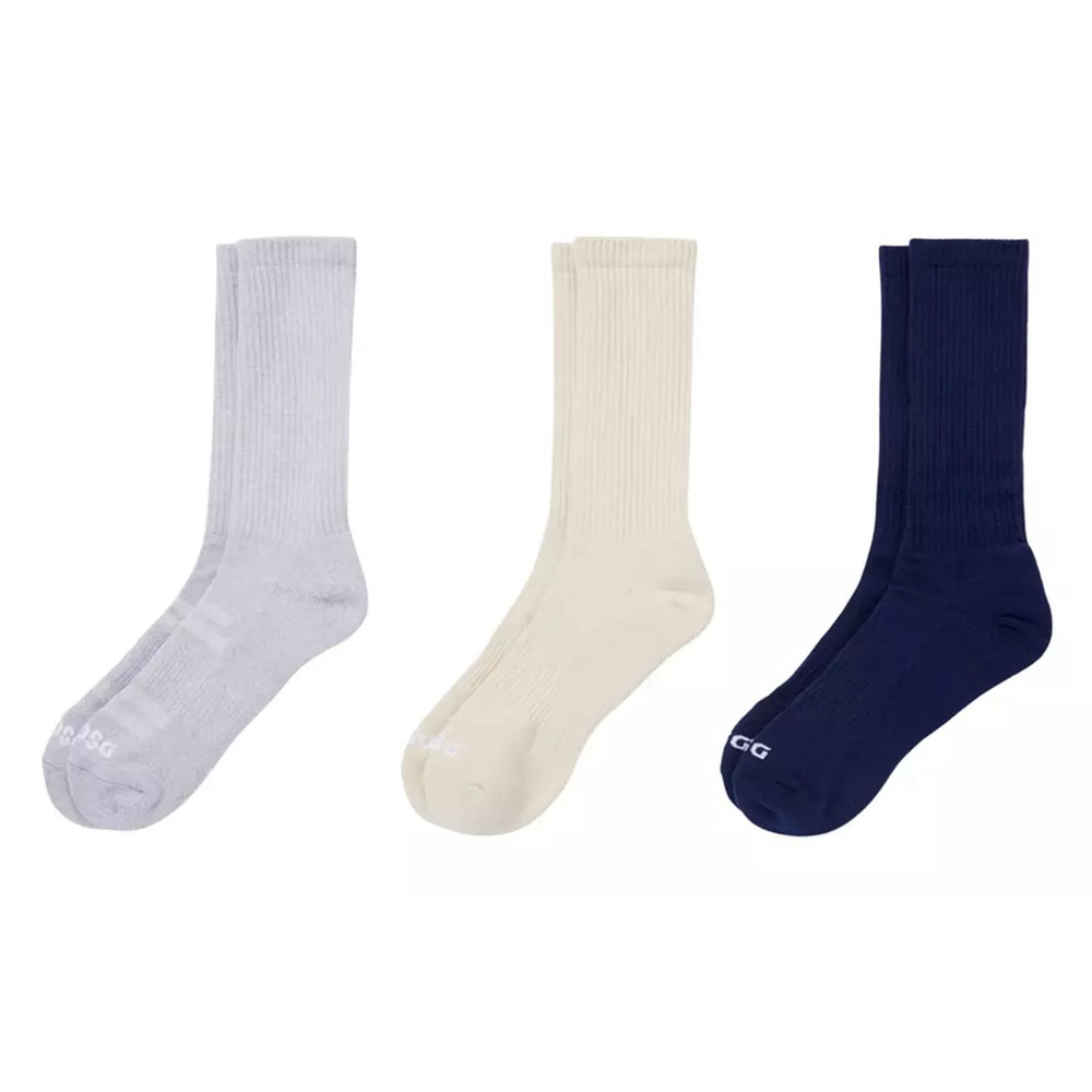 DSG L Crew Socks 3-Pack - Navy, Beige & gray size 8-13